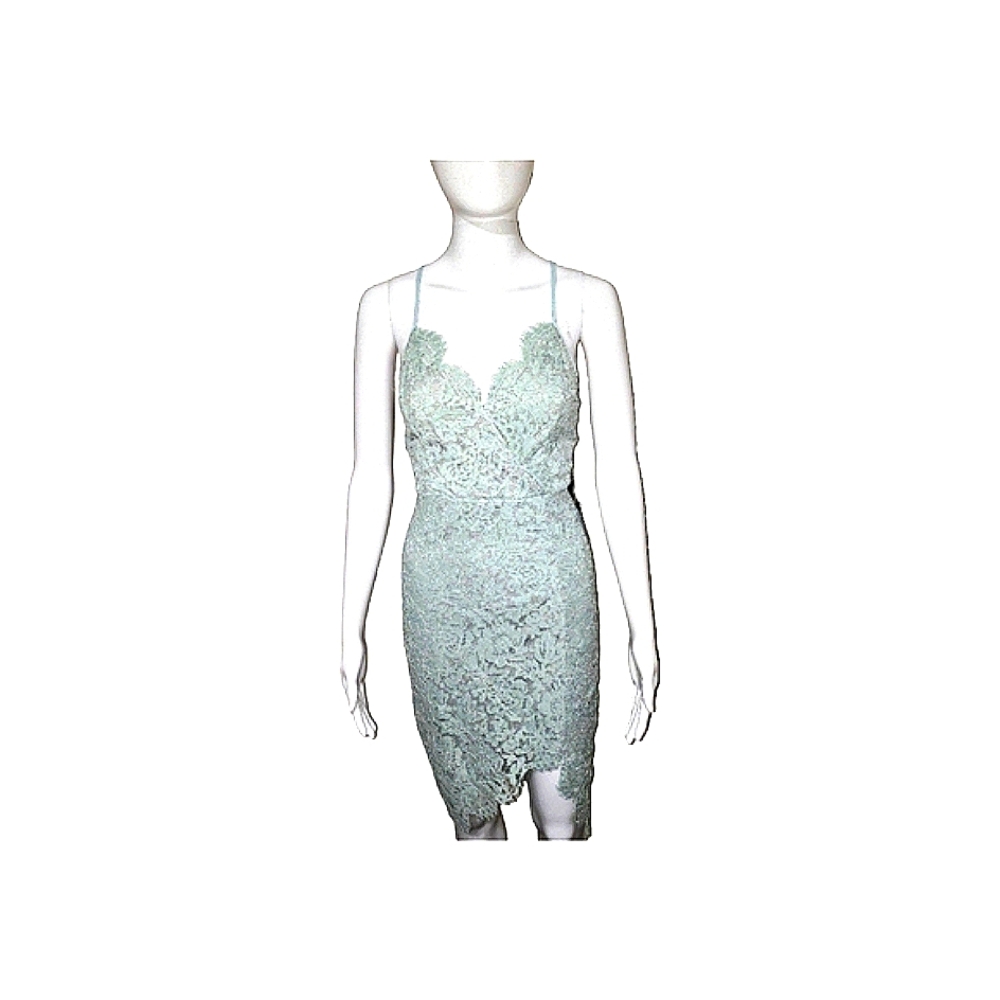 Lulu’sFlirting wDesire Lace Backless Bodycon Dress Mint Blue Medium - Picture 4 of 7